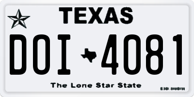 TX license plate DOI4081