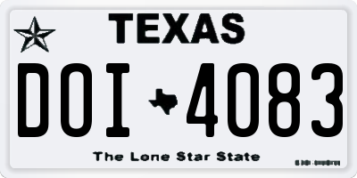 TX license plate DOI4083