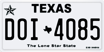 TX license plate DOI4085