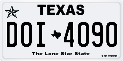 TX license plate DOI4090