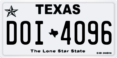 TX license plate DOI4096