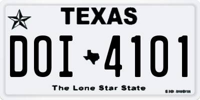 TX license plate DOI4101