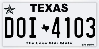 TX license plate DOI4103