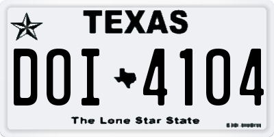 TX license plate DOI4104