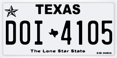 TX license plate DOI4105