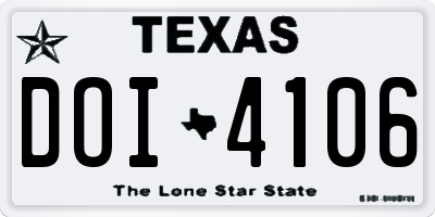 TX license plate DOI4106