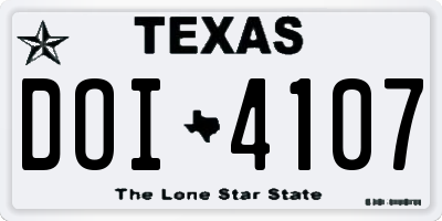 TX license plate DOI4107