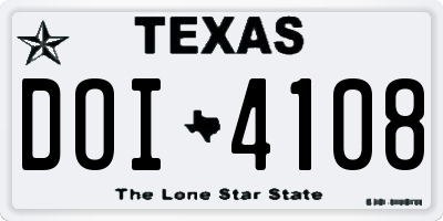 TX license plate DOI4108