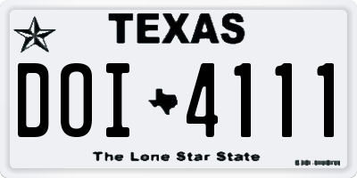 TX license plate DOI4111