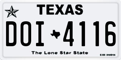TX license plate DOI4116