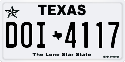 TX license plate DOI4117