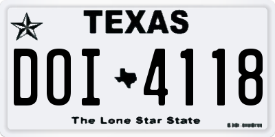TX license plate DOI4118
