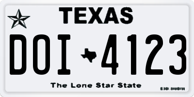 TX license plate DOI4123