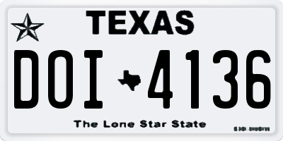 TX license plate DOI4136