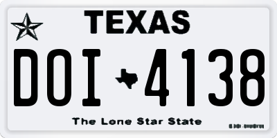TX license plate DOI4138