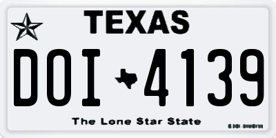 TX license plate DOI4139
