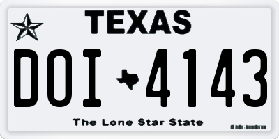 TX license plate DOI4143
