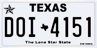 TX license plate DOI4151