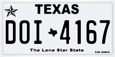 TX license plate DOI4167