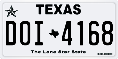 TX license plate DOI4168