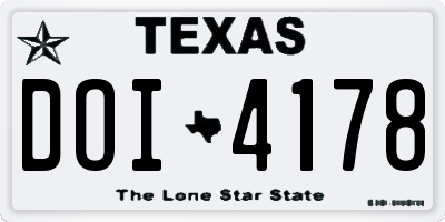 TX license plate DOI4178