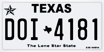 TX license plate DOI4181