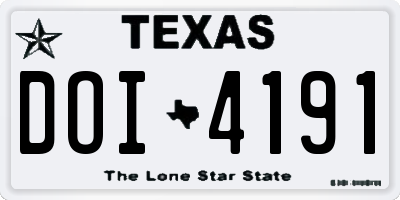 TX license plate DOI4191