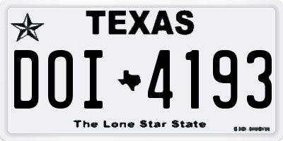 TX license plate DOI4193