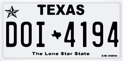 TX license plate DOI4194