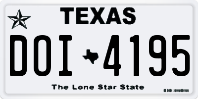 TX license plate DOI4195