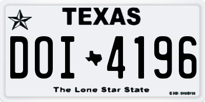 TX license plate DOI4196