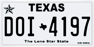 TX license plate DOI4197