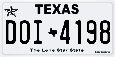 TX license plate DOI4198