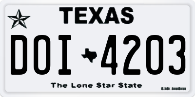TX license plate DOI4203