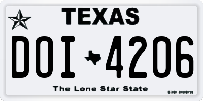 TX license plate DOI4206