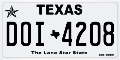 TX license plate DOI4208