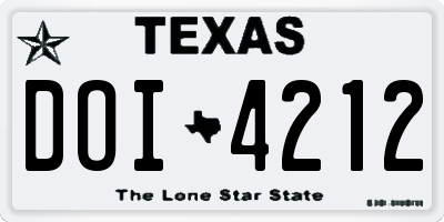 TX license plate DOI4212