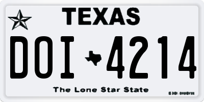 TX license plate DOI4214