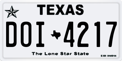 TX license plate DOI4217