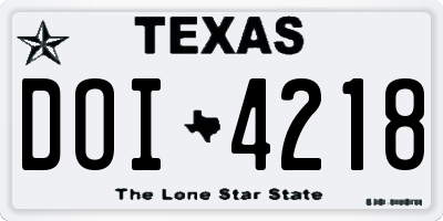 TX license plate DOI4218