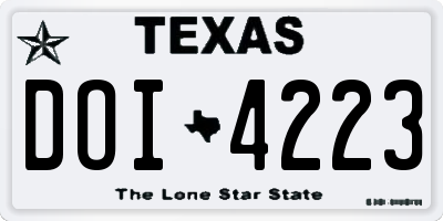 TX license plate DOI4223