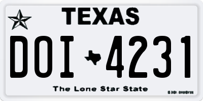 TX license plate DOI4231