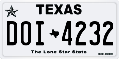 TX license plate DOI4232