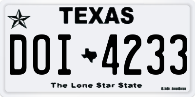 TX license plate DOI4233