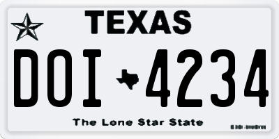 TX license plate DOI4234