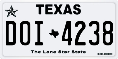 TX license plate DOI4238