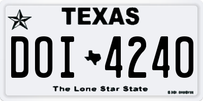 TX license plate DOI4240