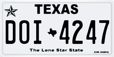 TX license plate DOI4247