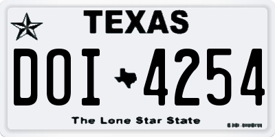 TX license plate DOI4254