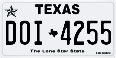 TX license plate DOI4255